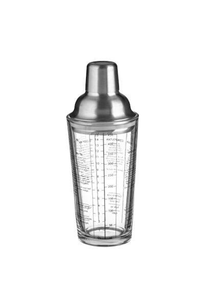 ANTBRO Shaker de cocktail din sticlă cu capac, sită și dop din oțel inoxidabi...