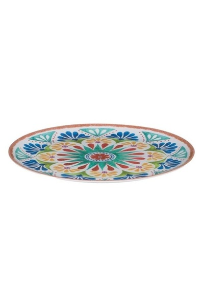 ANTBRO Melamine Plate with Tribal Pattern, 20 cm – Ethno Design, Durable and Lightweight