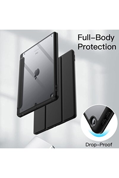 JETech iPad 9.7 Case (5th/6th Gen, 2017/2018) – Transparent Back, Pen Holder, Auto Sleep/Wake, Bla