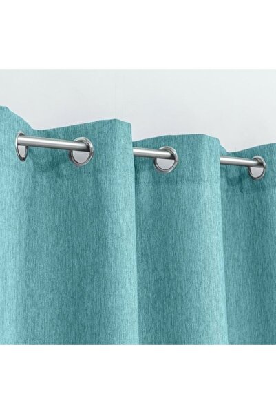 ANTBRO ® Elegant Turquoise Curtain with Metal Rings – 136x260 cm, Opaque, Ideal for Bedroom or Liv