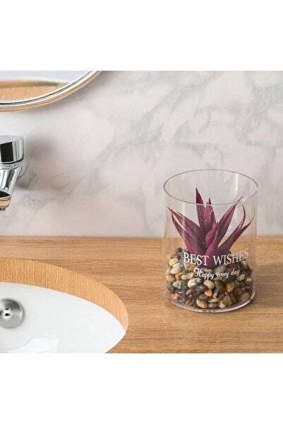 ANTBRO Plastic Vase Ø 8 × 10 cm – Compact Pot with Red Artificial Plant