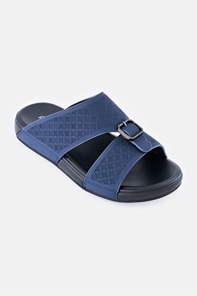 Algspar Men 2 Strap Slip On Arabic Sandals, Navy
