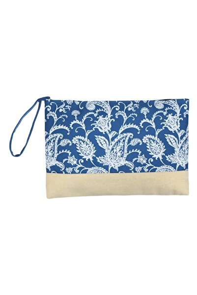 OEM Μπλε τσαντάκι καλλυντικών με λευκό σχέδιο paisley