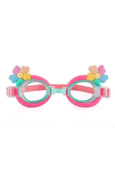 ANTBRO Ochelari de înot din silicon pentru copii, cu flori roz-verzi, 3-6 ani...