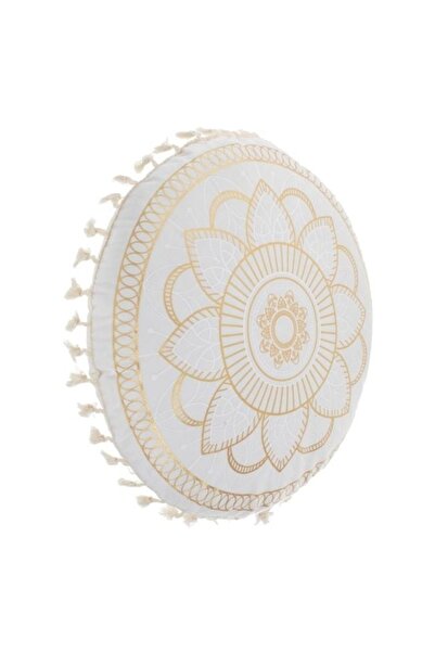 ANTBRO Pernă decorativă rotundă cu model mandala și ciucuri albi –