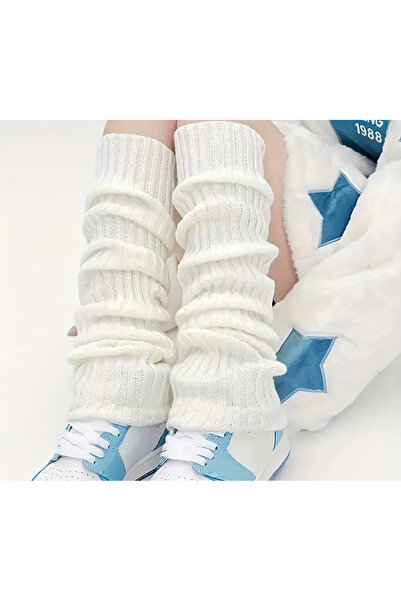 La Saade Soft Ballet Warmers-White Knitted Leg Warmer Socks