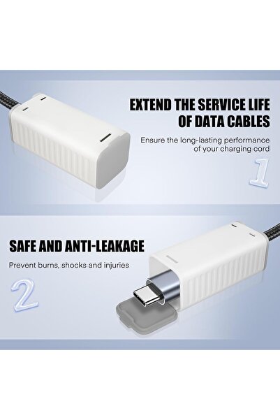 Yelajoy Data Cable Protective Covers Charger Protector - Child Safety (White & Gray, 6 pcs)