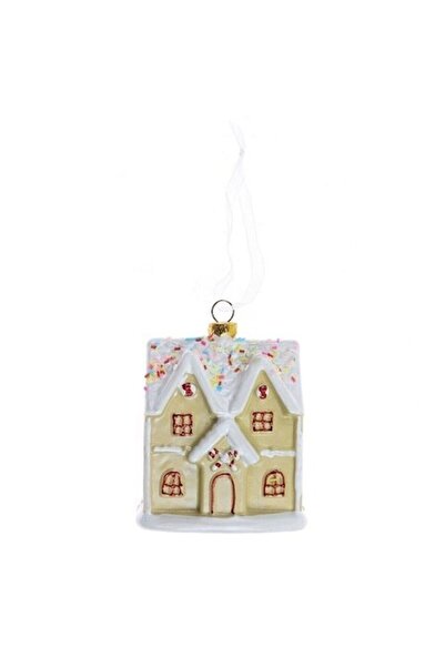 ANTBRO Ornament de Crăciun pentru brad - căsuță de turtă dulce, plastic, alb/...