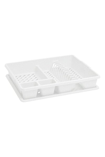 ANTBRO Scurgător de vase cu tavă, plastic alb, 45 x 38 x 8,8 cm