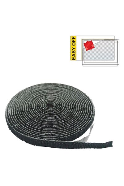 OEM Bandă Velcro neagră cu Velcro pentru sită (cu cârlige) 4m x 2,5cm