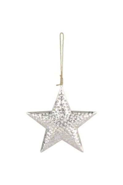 ANTBRO Ornament de Crăciun - stea, aspect metalic, argintiu, 19,4x2,2cm