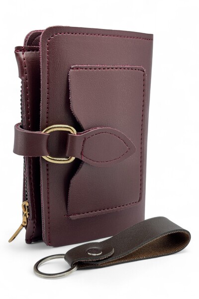 EVVELİ Kadın Cüzdanı Deri Bozuk Para Gözlü Kartlıklı küçük boy anahtarlık hediyeli