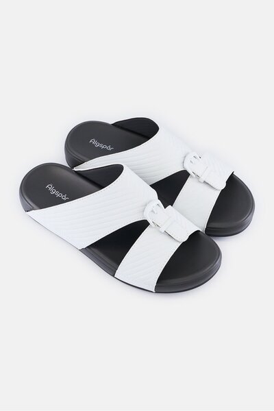 Algspar Men 2 Strap Slip On Arabic Sandals, White