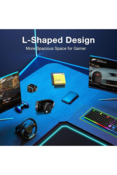 NZONE STORE L-Shaped Gaming Table, Home Gaming Desk, Writing Workstation, Corner Computer Table 129×46×74cm