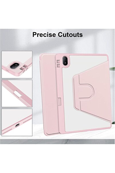 007 Transparent Hard Back Case for Huawei MatePad SE 11" 2024 with Pen Holder & Auto Sleep/Wake (Pink)