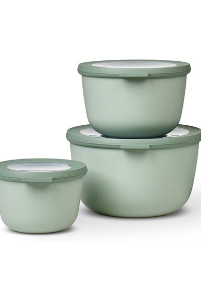 Mepal Cirqula Round Food Storage Container Set, 0.5L/1L/2L - Nordic Sage (3-piece)