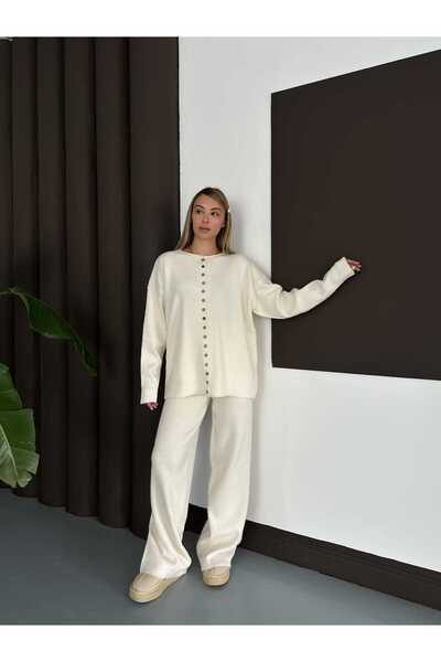 REDMİNA fashion Buttoned Front Flowy Knitwear Two-Piece