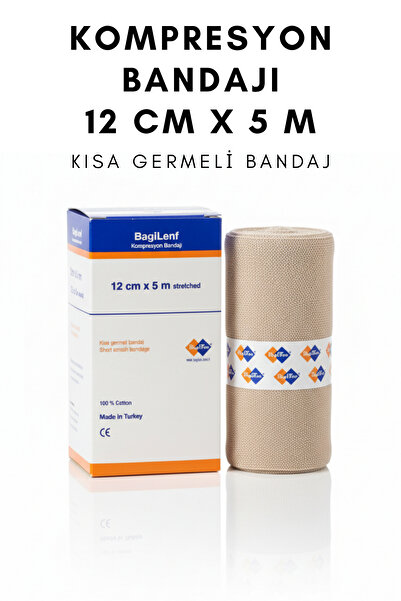 BAGİTEN BagiLenf Kompresyon Bandajı | 12cm x 5m | Gergin | Kısa Germeli Banda...