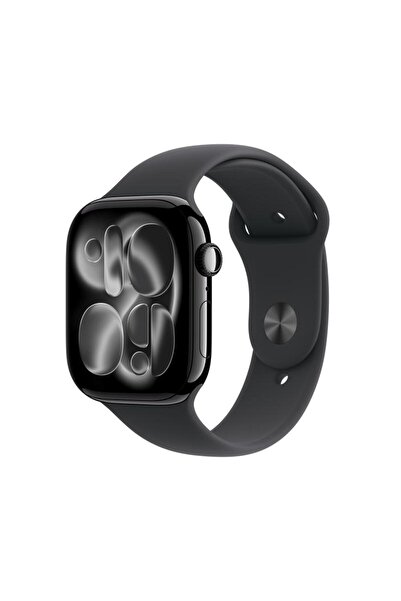 Apple Hodinky řady 11 GPS 46 mm, černé hliníkové pouzdro s černým sportovním řemínkem – velikost S/M