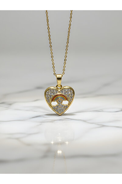 TURBİJ Rainbow Heart Shaped Steel Necklace