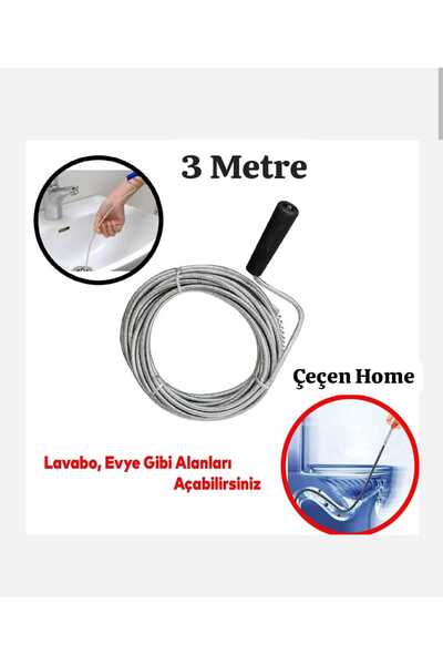 ÇEÇEN HOME 3 Metre Lavabo Açma Teli Gider Açma Sustası Lavabo Gider Açacağı S...