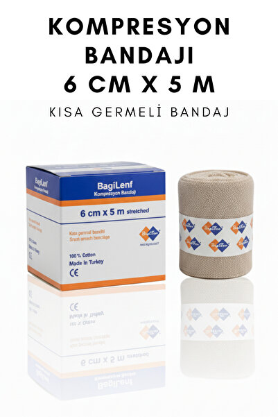 BAGİTEN BagiLenf Kompresyon Bandajı | 6cm x 5m | Gergin | Kısa Germeli Bandaj...