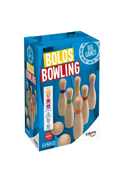 CAYRO Joc din lemn bowling cu 6 popice, 2 bile, si un sac de transportat,