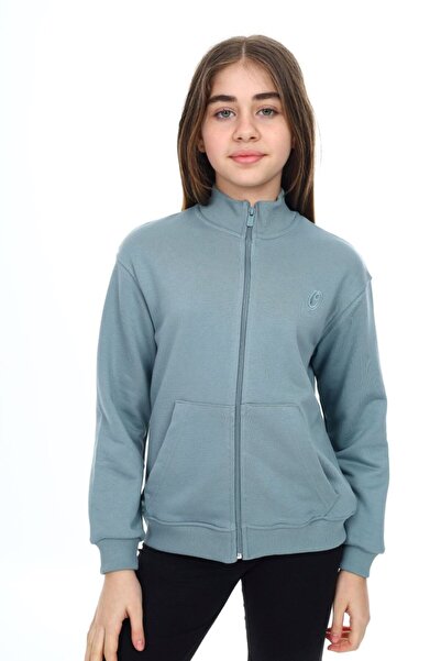 Toontoy سترة محبوكة للفتيات من Dark Mint تحتوي على ياقة مرتفعة متوسطة الطول ج...