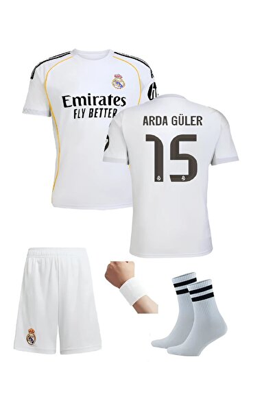 yenteks Arda.Gülerr. Yeni Sezon Beyaz 4 Lü Set Çocuk Futbol Forması Forma+Şort (çorap+bileklik) hediye