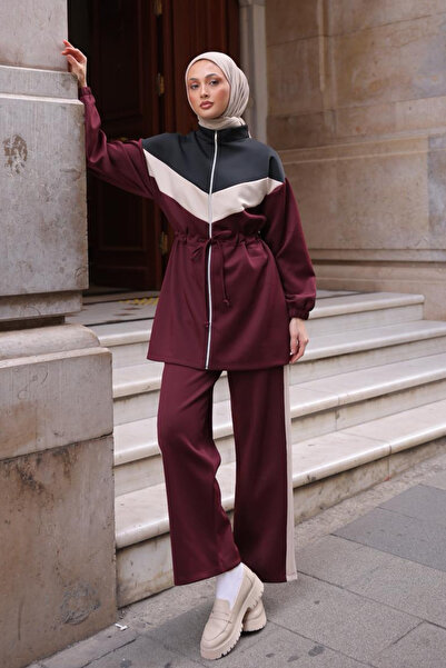 Balenbi Women's Scuba Fabric Drawstring Waist Belted Hijab Set 1123