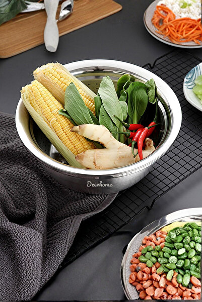 MCA Deerhome Paslanmaz Çelik Çok Fonksiyonlu Rende ve Sebze Hazırlama Kabı Mutfak Rende Seti Çok Amaçlı Rende