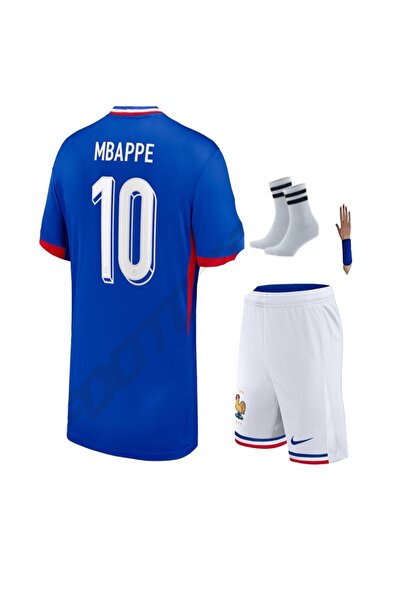 yenteks MBAPPE Fransa Milli Takım Mavi 4 Lü Set Çocuk Futbol Forması Forma+Şort (çorap+bileklik) hediye