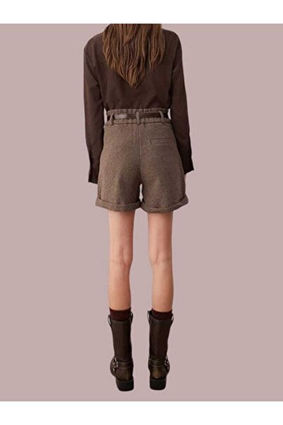 YUSERH Kahverengi Kaşe Kemerli Şort & Bermuda