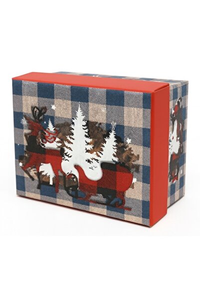 OEM Christmas Gift Box, Rectangular, Removable Lid, Sleigh & Reindeer Design,...