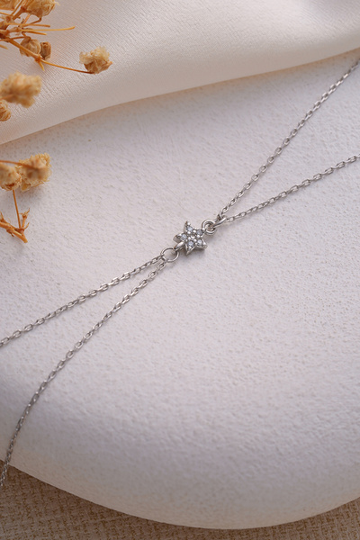 ESSARE 925 Ayar Gümüş Rodyum Kaplama Yıldız Model Şahmeran Bileklik