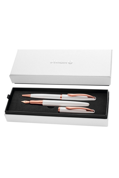 Pelikan Jazz Noble Fountain Pen + Ballpoint Pen Set, Pearl White