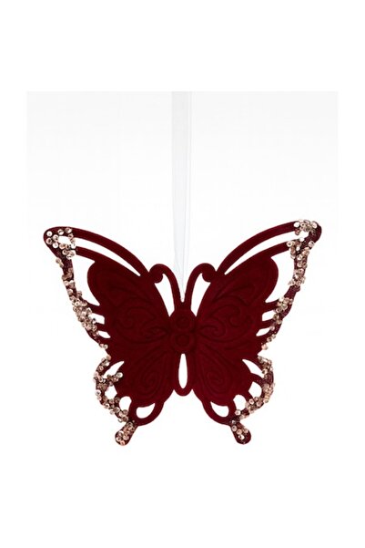 OEM Glob de Crăciun premium pentru brad, catifea cu sclipici, formă de flutur...