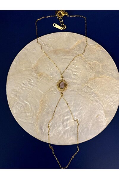 Idarosa Concept Oval, Vintage, Doğal Taşlı, Minimal Hayalet Zincirli Çelik Şa...