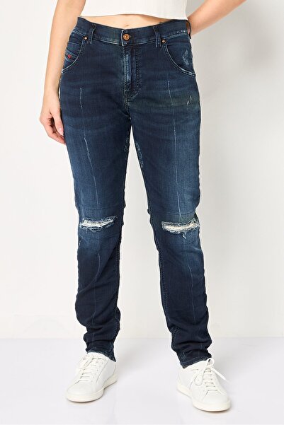 Diesel Women Regular Fit Washed Stretchable Jeans, Navy