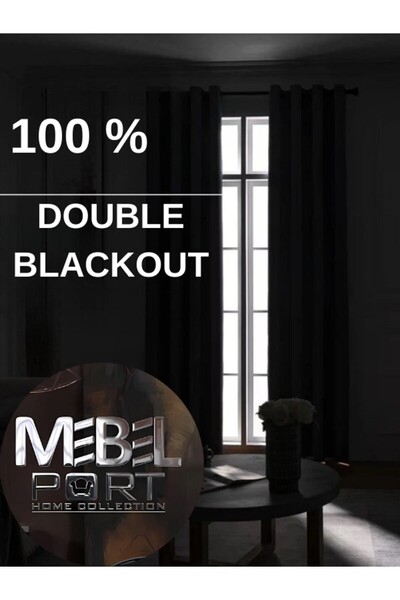 MebelPort Curtain Double Blackout 100% Blackout Bird's Eye Plantation (Two-Leaf)