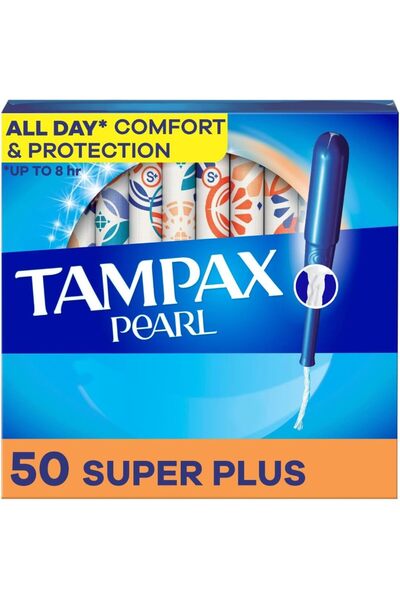 TAMPAX Pearl Super Absorbency Tampons with BPA-Free Applicator, Unscented, 50 Count