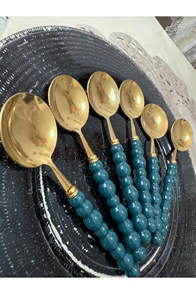 PerottiHome Pearl Colored Beaded Gold Tablespoon 6 Pieces