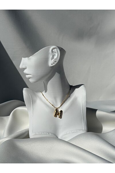 NB STEELORA قلادة بالون ذهبية اللون على شكل حرف من الفولاذ