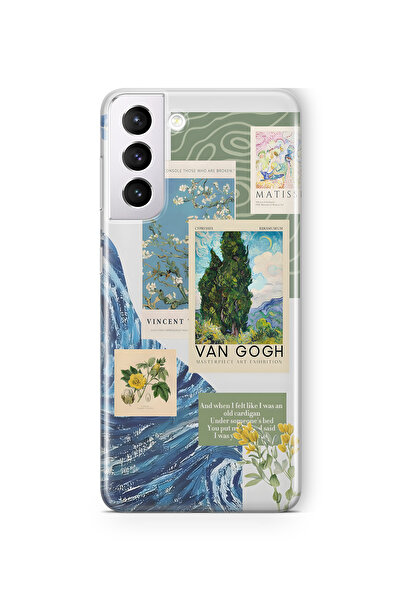 FLAMENKO حافظة هاتف سامسونج جالاكسي S22 شفافة بنمط فان جوخ