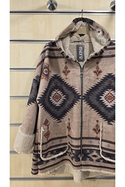 Park Moda Ethnic Pattern Inside Plush Coat