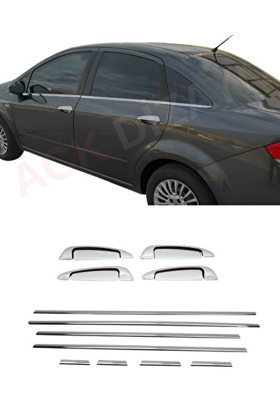 ACK Dizayn FİAT LİNEA ARACA ÖZEL KROM CAM ÇITASI + KROM KAPI KOL 2'Lİ SET PASLANMAZ ÇELİK A+