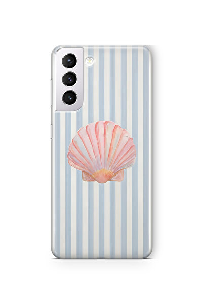 FLAMENKO حافظة هاتف شفافة بنمط صدفة البحر متوافقة مع هاتف سامسونج جالاكسي S22