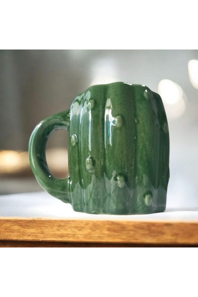 HOMEFECT Kaktüs Şeklinde Seramik Kupa El Yapımı