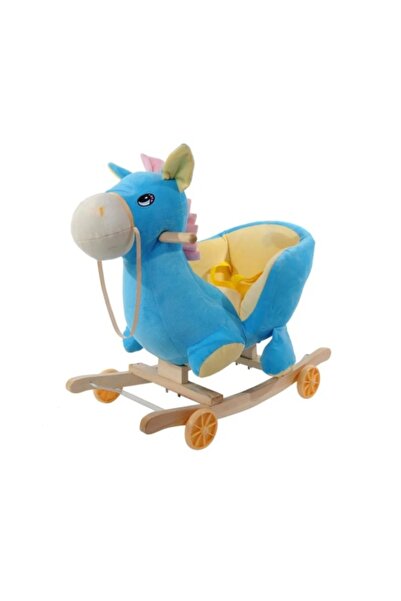 CREATIVE Plush Rocking Horse with Wheels for Children 10 months+, Blue/Pink