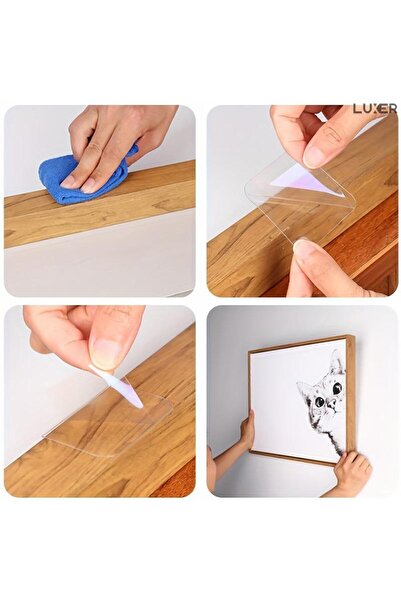 LUXER Set of 10 Multifunctional Double-Adhesive Plates for Strong Fixation, Transparent, 6 x 6 cm